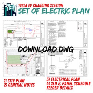 Tesla EV (Electric Vehicle) Charging Station | 4×250kW V4 Dispensers + V3 Cabinet (387kVA) | SLD, Site Plan, Panel & Load Schedule (NEC)