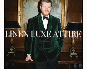 Men's Emerald Green Velvet Smoking Jacket Tuxedo | Shawl Lapel Frog Closure Dinner Jacket | Wedding Groom Party Blazer | Christmas Formal Ev