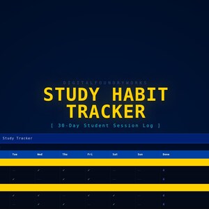 Study Habit Tracker Spreadsheet — 30-Day Student Log Excel & Google Sheets | Instant Download | 15 Habits, Session Log, Exam Tracker