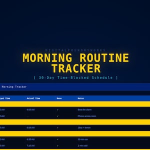 Morning Routine Tracker Spreadsheet — 30-Day Time-Blocked Schedule Excel & Google Sheets | Instant Download | 15 Habits, Routine Builder