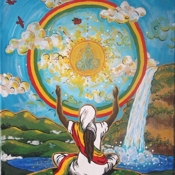Meditate pon JAH Glory Rastafari Ethiopian Eden original painting