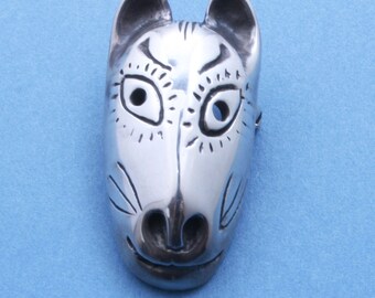 Mother Fox Mask  - Sterling Siver Pin - Japaneses Style