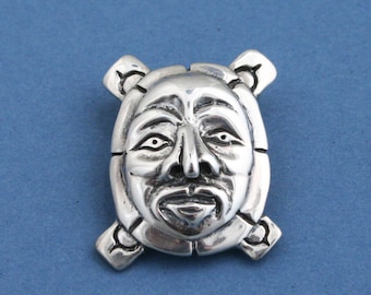Sun Mask Pin/Pendant - Northwest Coast Indian Style