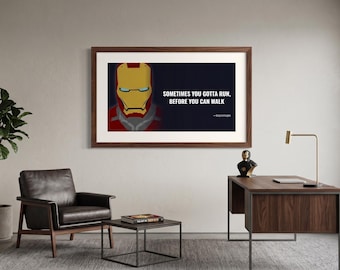Iron Man Helmet Minimalist Vector Art – Motivational Quote Printable Wallpaper (Digital Download)