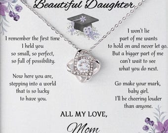 To My Daughter Graduation Gift From Mom Necklace - Meaningful Gift from Mom or Dad | Daughter Heart Necklace with Message Card