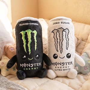 Monster energidryckburk plyschleksak, kawaii gosedjursdocka med energidryck, mjuk plysch, spelrumsdekor, flera färgalternativ present