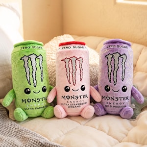 Kawaii Monster Energy Can Plushie, Mjuk Gosedjur Dryckesburk, Ny Samlarplysch, Gamer Skrivbordsdekor, Rolig Present till Tonåringar
