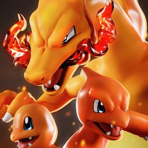 Pokemon – Charmander Evolution | Ember Ascension STL Statue | 3D Print Model | Digital STL File