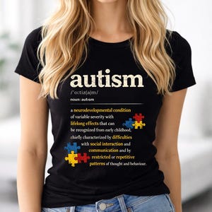 Définition de l'autisme | t-shirt de sensibilisation à la neurodiversité | T-shirt d'acceptation de l'autisme | Haut neurodivergent Fierté | K530