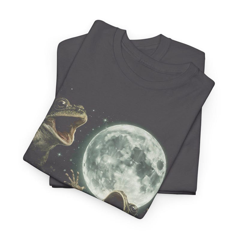 Frog Moon Shirt | Cottagecore Frog Tee | Aesthetic Nature Shirt | Moonlight Frog Graphic Tee | Cute Amphibian Shirt | Dark Academia | K553 image 5