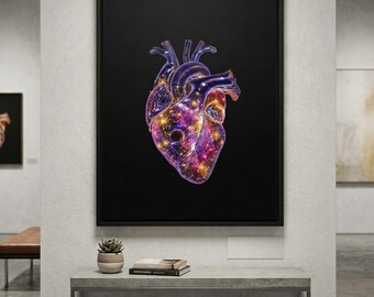 Celestial Anatomical Heart PNG – Cosmic Galaxy Art, Astronomy Wall Print (Digital Download)