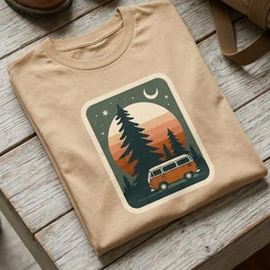 Retro Camping Van Sticker | Van Life Nature Art Print (Digital Design)