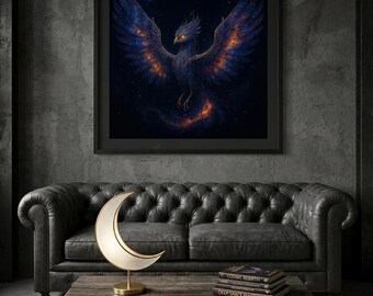 Cosmic Phoenix Wall Art, Celestial Firebird Print, Rebirth Symbol Poster (Digital Download)