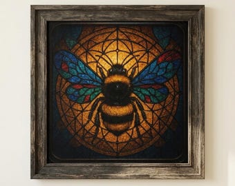 Stained Glass Bumble Bee Art Print | Mystical Nature Poster (Digital Download)