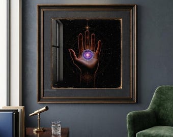Cosmic Hand Print, Galaxy Palmistry Wall Art, Mystic Astrology Poster (Digital Download)