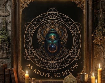 Sacred Scarab T-Shirt, As Above So Below, Alchemy Graphic Tee, Sacred Geometry Art