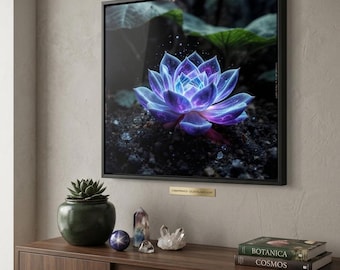 Cosmic Succulent Wall Art, Mystical Nebula Flower Print (Digital Download)