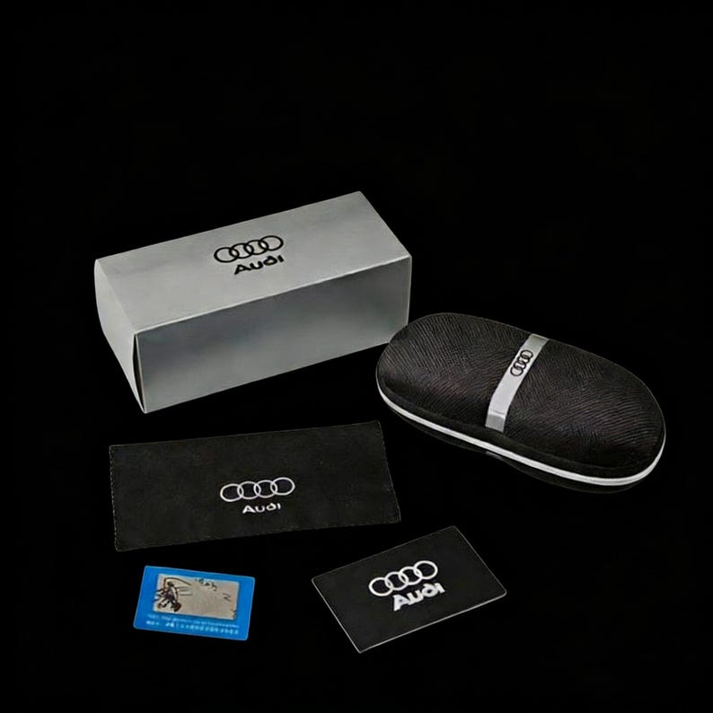 Audi Inspired Rectangular Polarized Sunglasses, Black & Gold Metal Frame, Luxury Driving Gift for Him image 4
