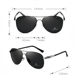 Pilot Sunglasses, Mercedes-Benz Themed, Black Gold Frame, UV Protection Driving Shades image 3