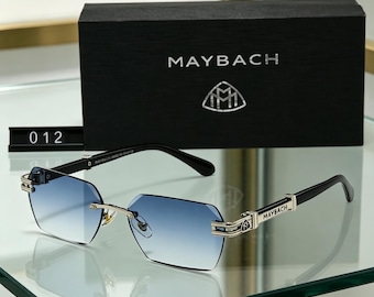 Maybach montuurloze zonnebril heren gepolariseerde UV400 bescherming goud zwart montuur luxe autobril cadeau