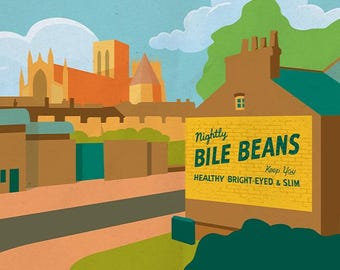 Bile Beans Sign | YORK | Poster | Art Print | Vintage Advertising | Printed IN the Bile Beans Building | Various Sizes Available