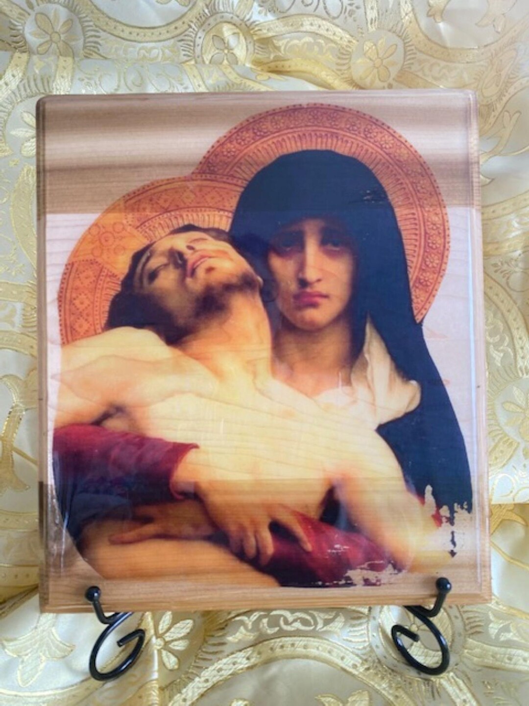 Handcrafted Pieta Wood Plaque – Our Lady of Sorrows Art on White Pine ...