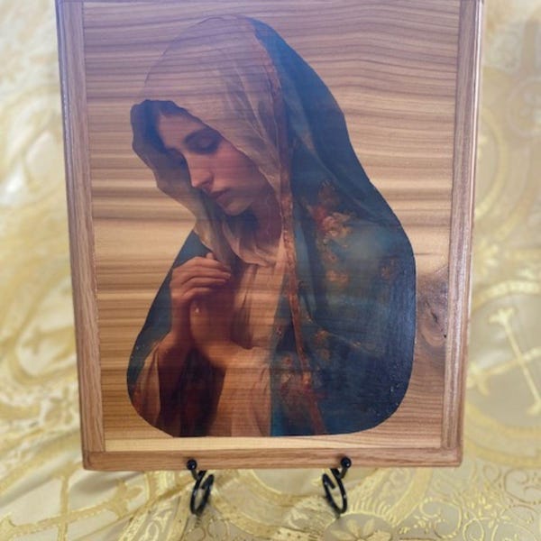 Handmade Our Lady of Sorrows Wood Plaque –