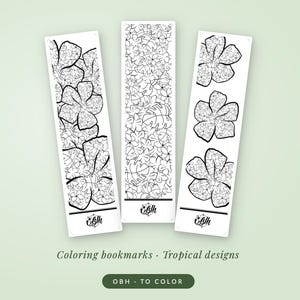 Tropical Coloring Bookmarks Set of 3 | Printable PDF | Instant Download | Reunion Island Art