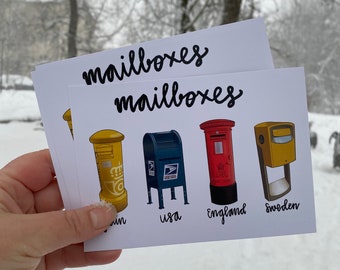 Mailboxes postcard pack of 4