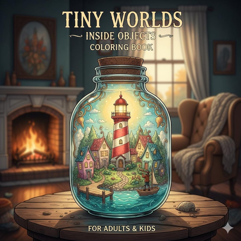 Tiny Worlds Inside Objects Coloring Book | Miniature Scenes, Whimsical ...