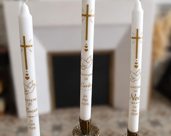 Vela de bautizo personalizada - Decoración para la ceremonia - Regalo de recuerdo de bautizo para niña o niño