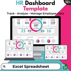 HR-Dashboard-Vorlage (Excel) | Mitarbeiter-Analyse-Dashboard | Personalbestands-Tracker | HR-Kennzahlen-Tabelle | Personalmanagementbericht