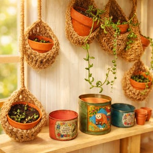 Handmade Jute Plant Hanger / Boho Hanging Planter / Indoor Plant Holder / Natural Home Decor