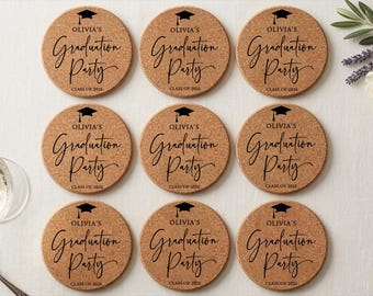 Custom Graduation Gift Coaster, Custom Graduation Coaster, Class of 2026,Personalized Cork Coasters, Custom Graduation Party Decoration