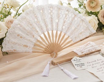 Custom Lace Wedding Fans,Personalized Wedding Fans,Wedding Favor Fans for Guests,Bridal Shower,SummerOutdoor Fans,WeddingFavors, WeddingGift