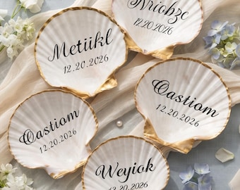 Custom Party Shell Name Place Cards, Shell Name Tag for Wedding, Personalized Shell Place Card for Event,Shell Wedding Favor for Guests
