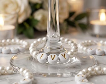 Custom Wedding Pearl Place Cards, CustomWedding Name Initials Tag, Pearl Wedding Favor,Wedding FavorsElegantGuest ,BridalShower,WeddingDecor