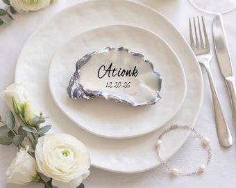 Custom Party Oyster Shell Place Cards,CustomWedding Name Place Cards,Oyster Wedding Favor,Wedding Favor for Guests,Wedding Decor, Party Gift