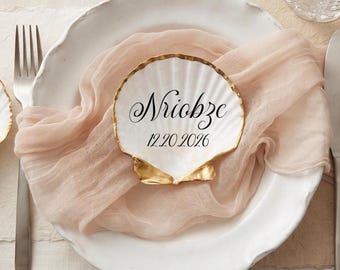 Custom Wedding  Shell Name Place Cards, Shell Name Tag for Wedding, Personalized Shell Place Card for Event,Shell Wedding Favor for Guests