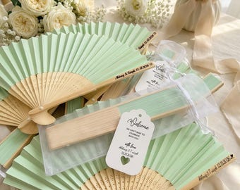 Personalized Wedding Fans,Wedding Favor Fans for Guests, Custom Wedding Fans for Tag,Bulk Summer Outdoor Wedding Gifts,Bridesmaid Gift,