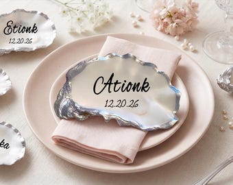 Custom Wedding Oyster Shell Place Cards,Custom Wedding Place Cards, Personalized Oyster Shell Name Place Card,Shell Wedding Favor for Guests