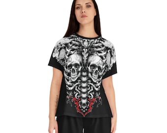 Skull Spine Gothic Pajama Set | Women's Short Pajama Set