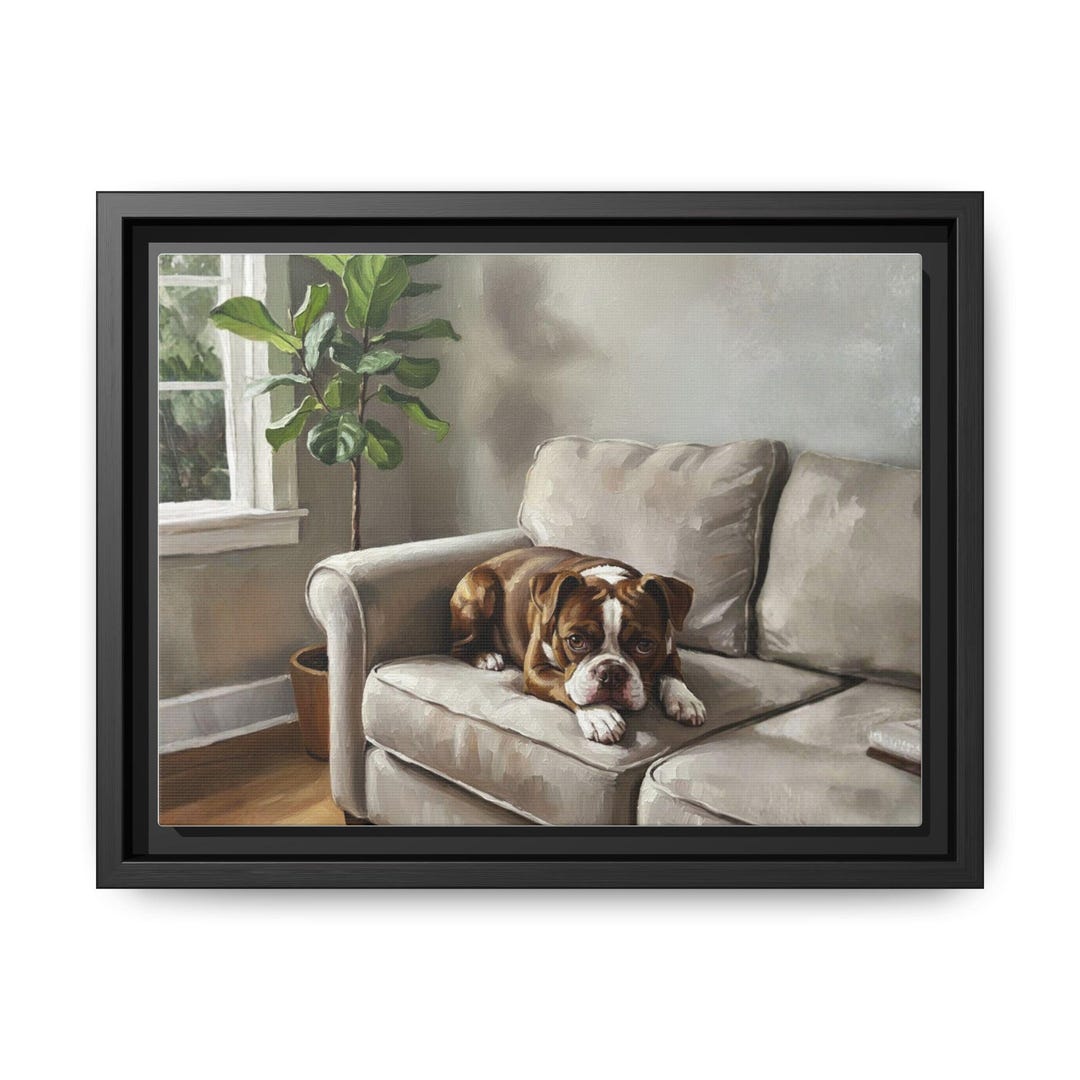 Custom Pet Portrait Framed Canvas Wall Art From Photos, Oil Painting ...