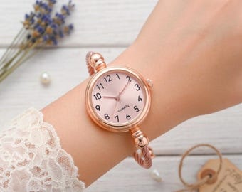 Montre ajustable Rose   mixte / bracelet torsadé