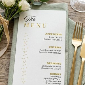 Editable Wedding Menu Template, Digital Gold Wedding Menu Card, Instant Download, DIY Printable, Elegant Gold Script Menu, 100% Customizable