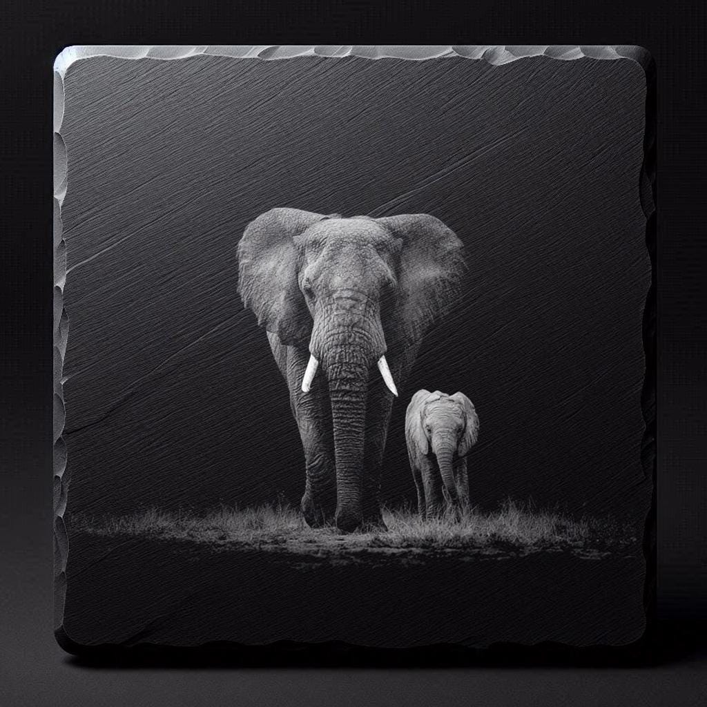Elephant Engraving PNG Bundle | Wildlife Slate Laser Designs (digital ...