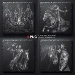 Pack guerrier amérindien PNG | Conception indigène de gravure au laser | Téléchargement numérique