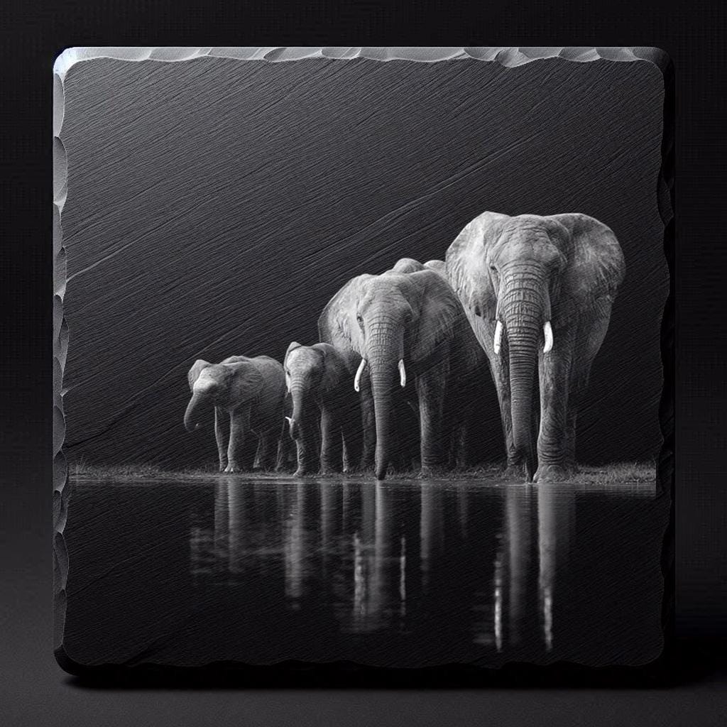 Elephant Engraving PNG Bundle | Wildlife Slate Laser Designs (digital ...