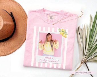 Custom Photo Freshly Graduated Shirt, Proud Family Graduation Party Shirt, Pink Floral Lemon Graduation Shirt, Pink Yellow Graduation Theme