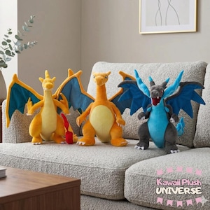 Charizard Pokemon Plush - Cartoon Plush Mega Fire Dragon Stuffed Animal - Gift for Gamer